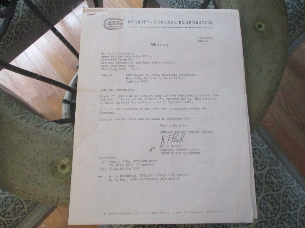 NASA /AEROJET NUCLEAR ROCKET METALS TESTING RESEARCH/ REPORTS -ASST DIR M&P LAB