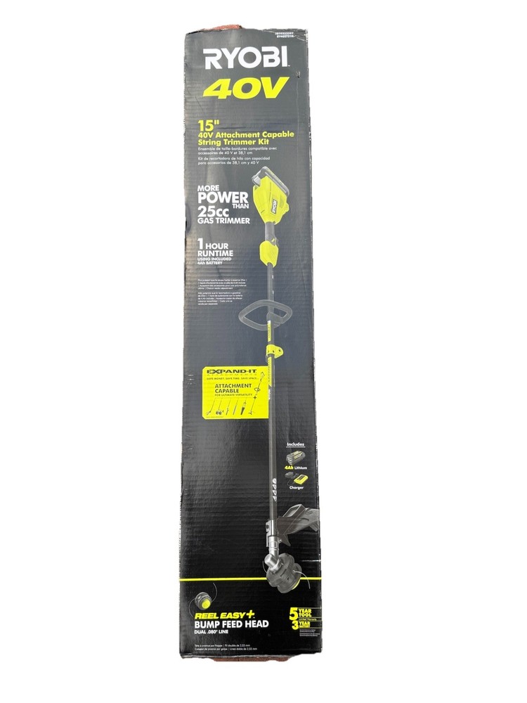 Ryobi 40V Attachment Capable String Trimmer kit 15”