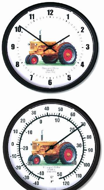 New MINNEAPOLIS MOLINE Model U Tractor Clock & Thermometer Set 10" Round Dials