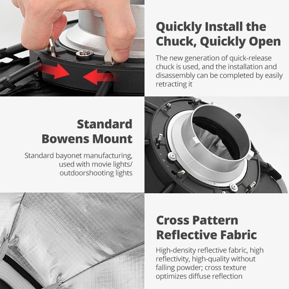 US TRIOPO K2-65 65cm/25.6'' Foldable Octagon Bowens Softbox+Grid Fr Studio Flash