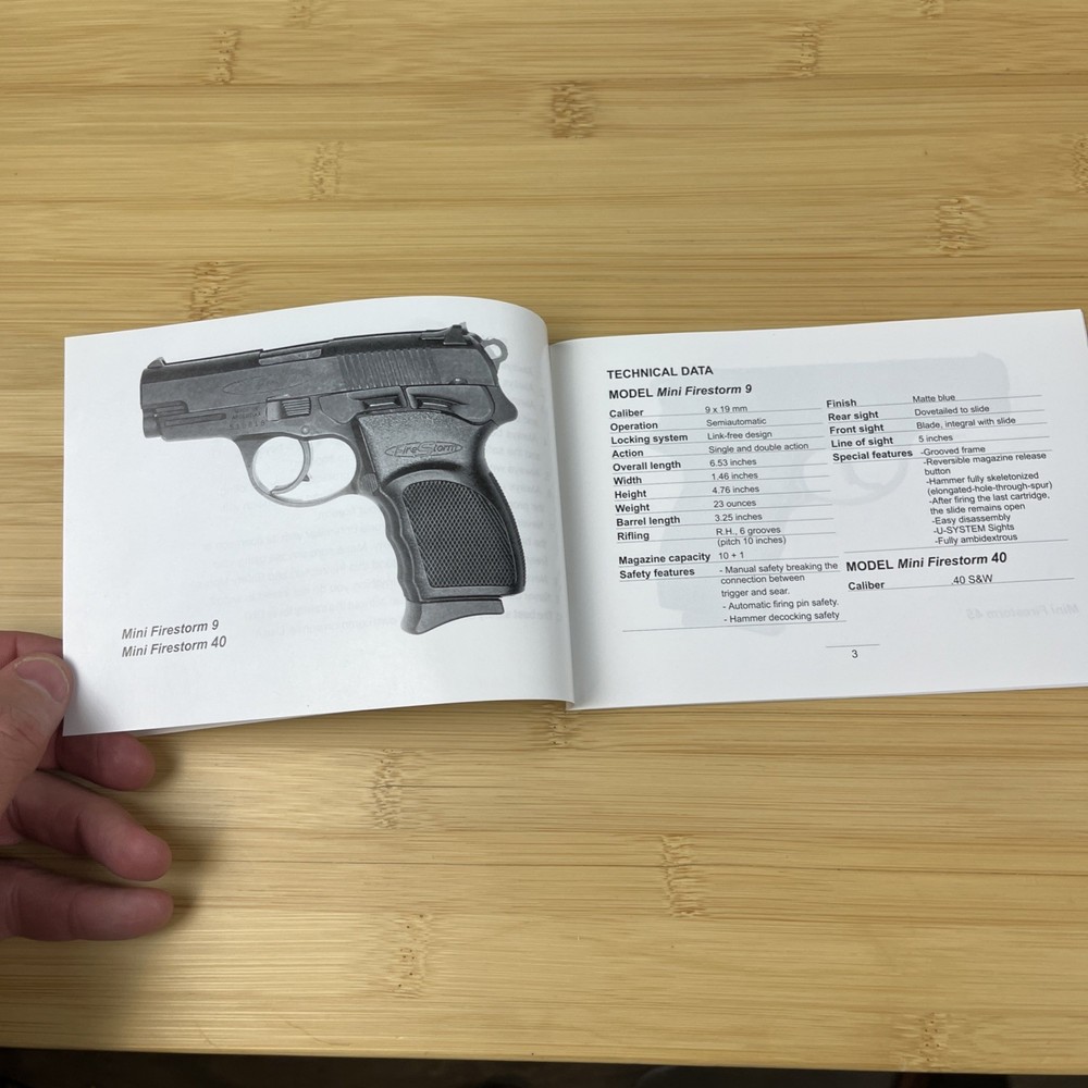 Fire Storm Mini Fire Storm Double Action AutoLoading Pistols Instruction Book