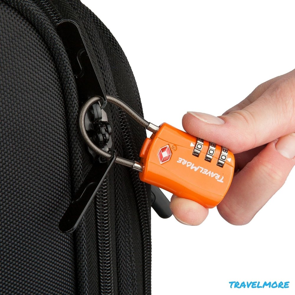 Compact Orange TSA Approved Lock - 3 Dial Combination for Safe Travel - 1 Pack
