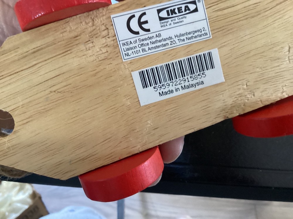 (2) Ikea Wooden Train Pieces Engine and Flat