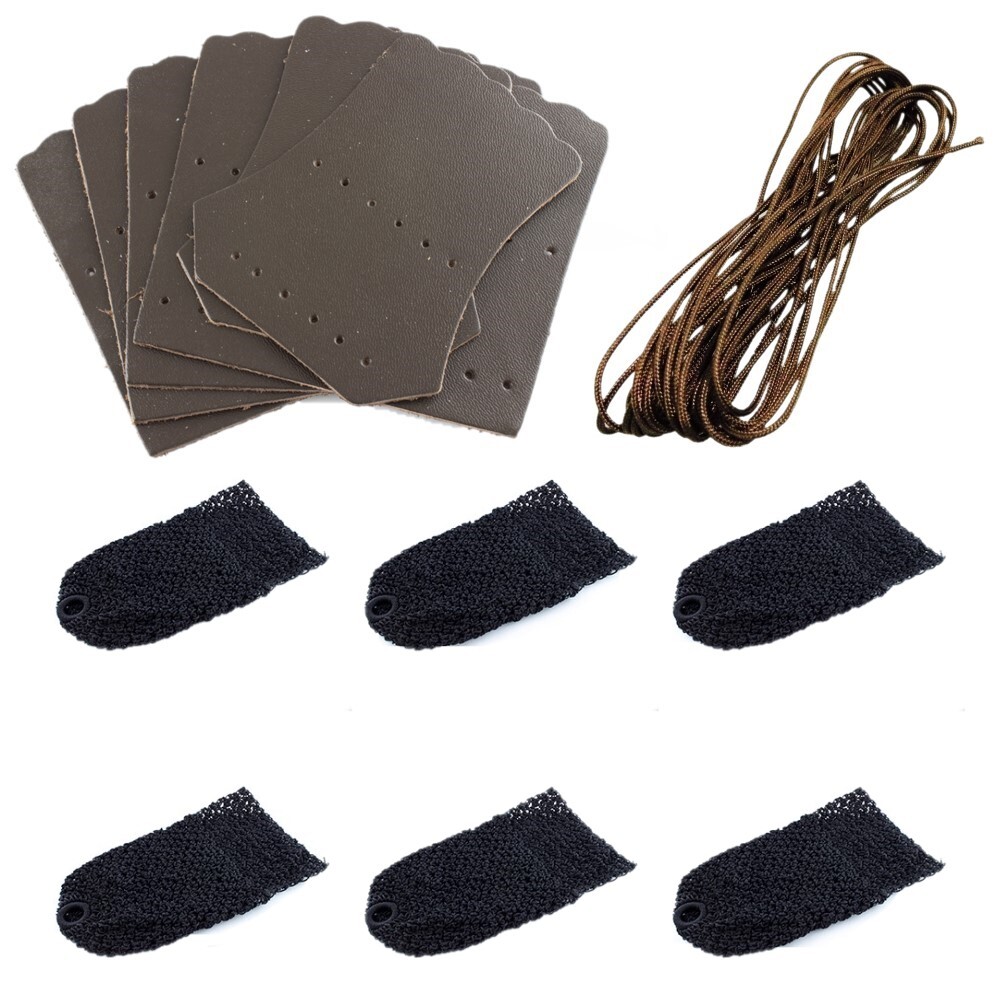 Pool Snooker billiard Table Pockets Nets, Stitching Cord & Leathers Set BROWN