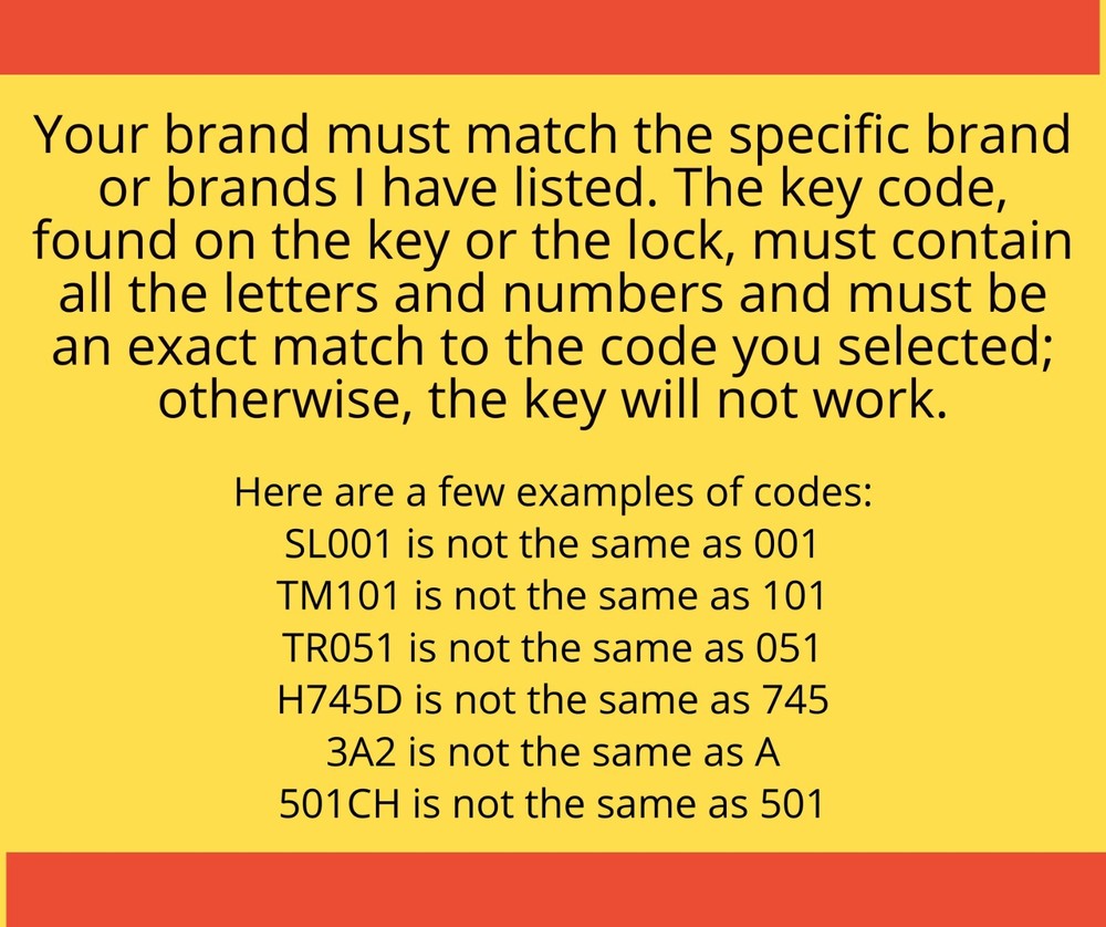 Kennedy ToolBox Tool box Keys Replacement Key Cut to Code K1450-K1699