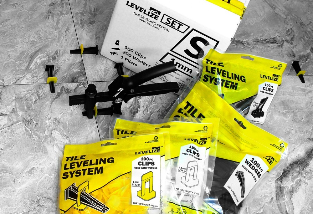 Lippage Tile Leveling System - Clips, Reusable Wedges and Installation Tool