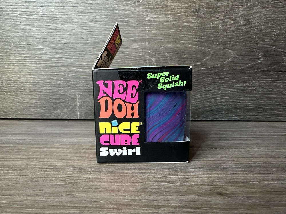 PURPLE BLUE Schylling NeeDoh Nice Cube Swirl. Super Solid Squish AUTHENTIC