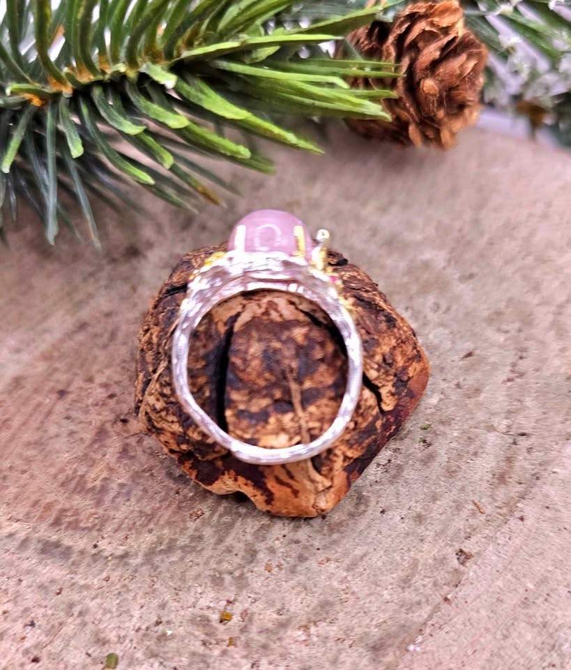 Nature Pink Morganite Stone Adjustable Ring