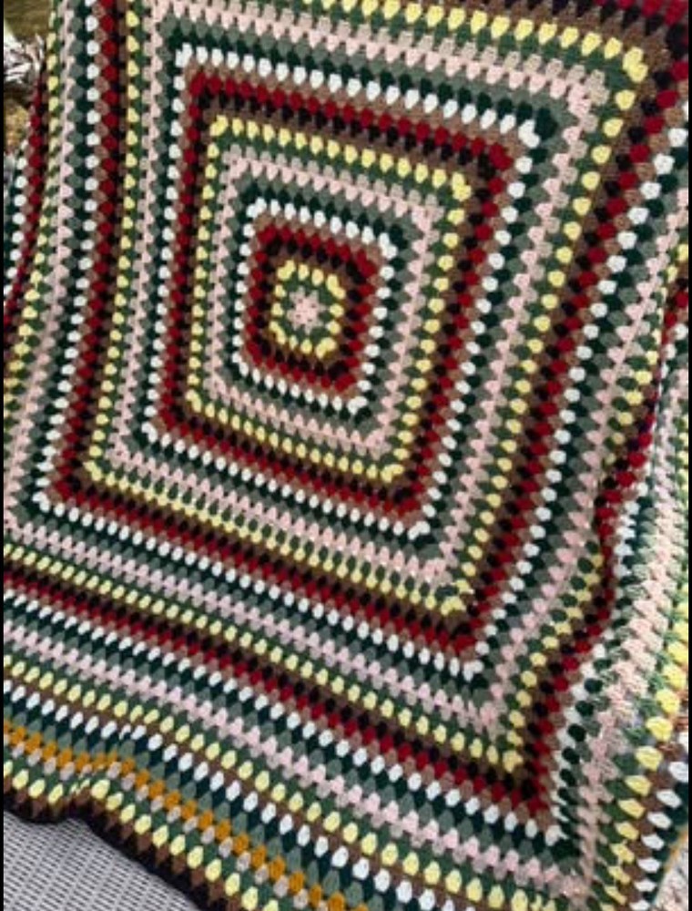Large Granny Square Handmade Afghan NEW