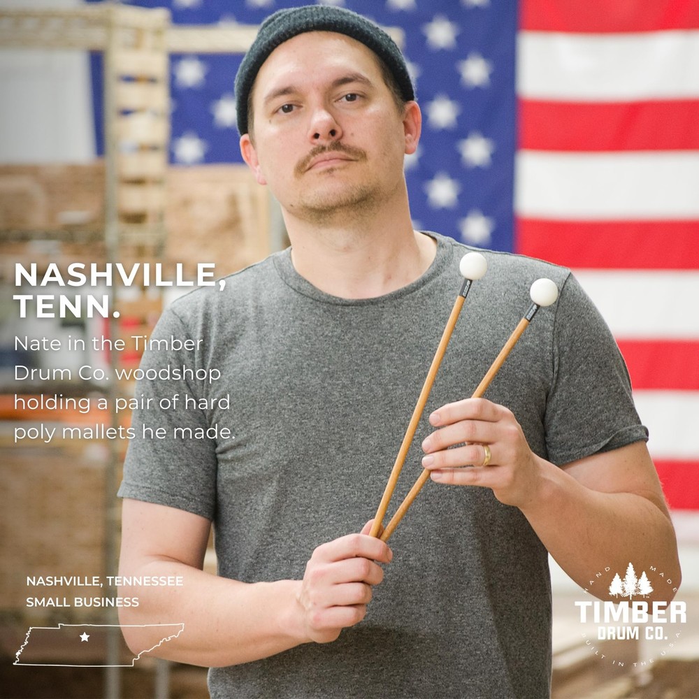 Timber Drum Co. Bell/Xylophone Mallets — MADE IN Single Pair, Hard Poly