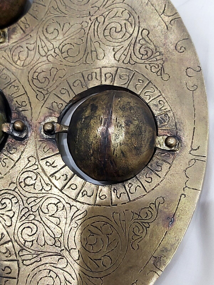 Heavy Ottoman Talismanic Magic Brass Celestial Astrolabe with Talisman Inscripti