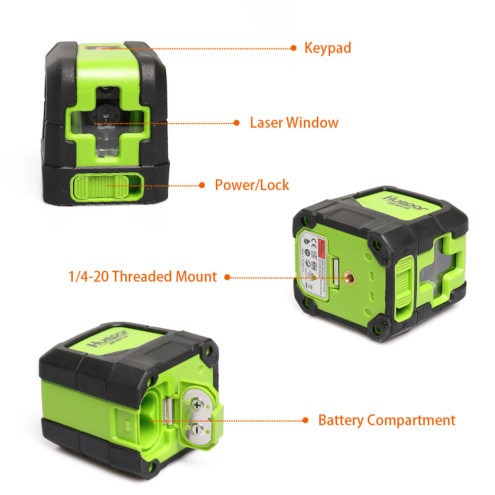Huepar Green Laser Level DIY Cross Line Laser Self Leveling 9011G Bright Green
