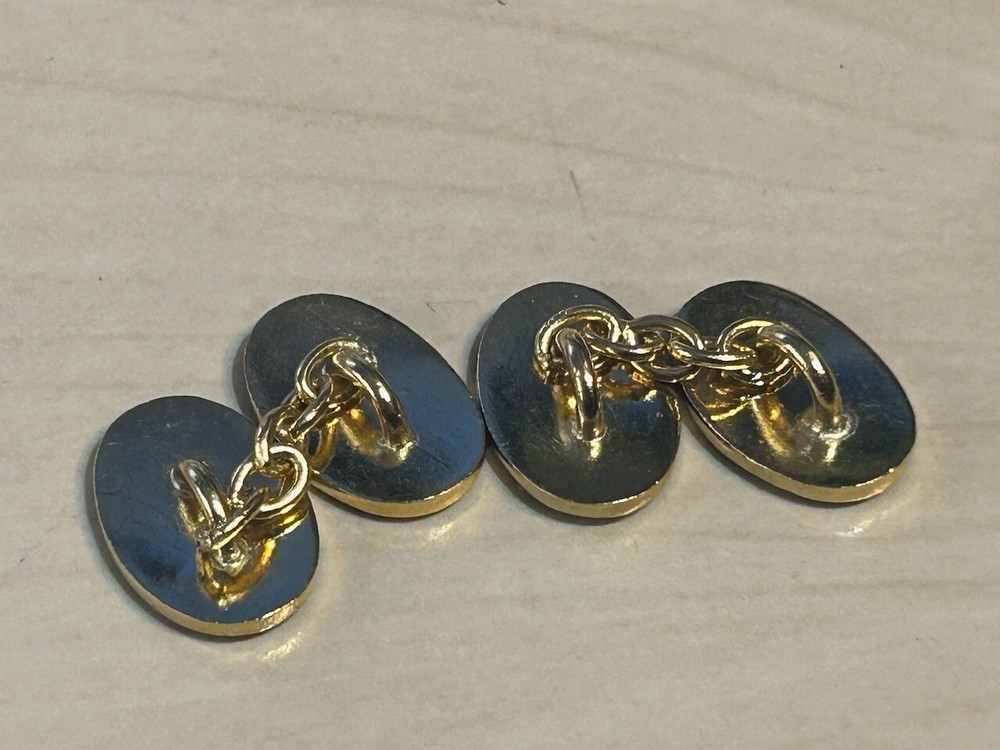 Argyll & Sutherland Highlander Enamel Cufflinks Pair Chain Link Vintage Colours