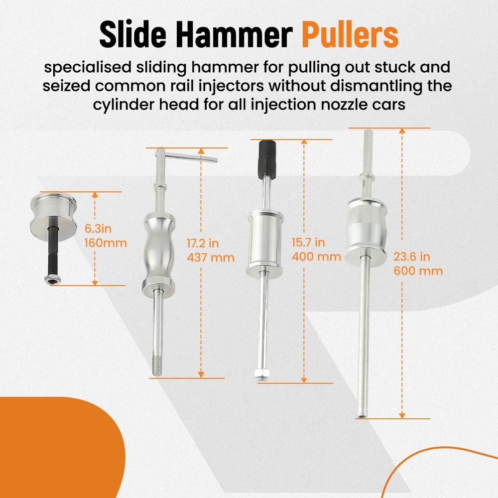 Auto Truck Diesel Injector Extractor Slide Hammer Tool Kit Pulling Claws Set