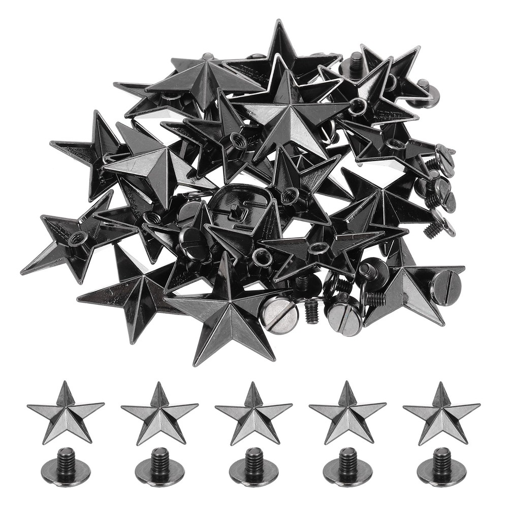26mm Star Rivets, 25 Sets Leather Rivets Rapid Studs Rivet, Black