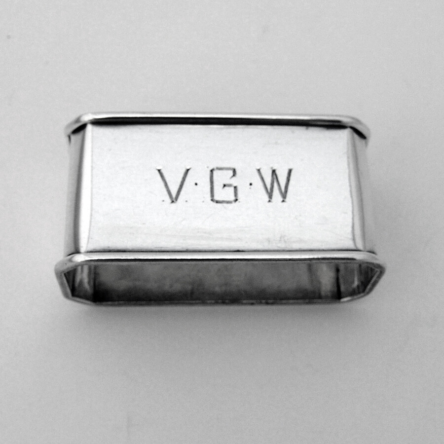 Rectangular Napkin Ring William Kerr Sterling Silver Mono VGW