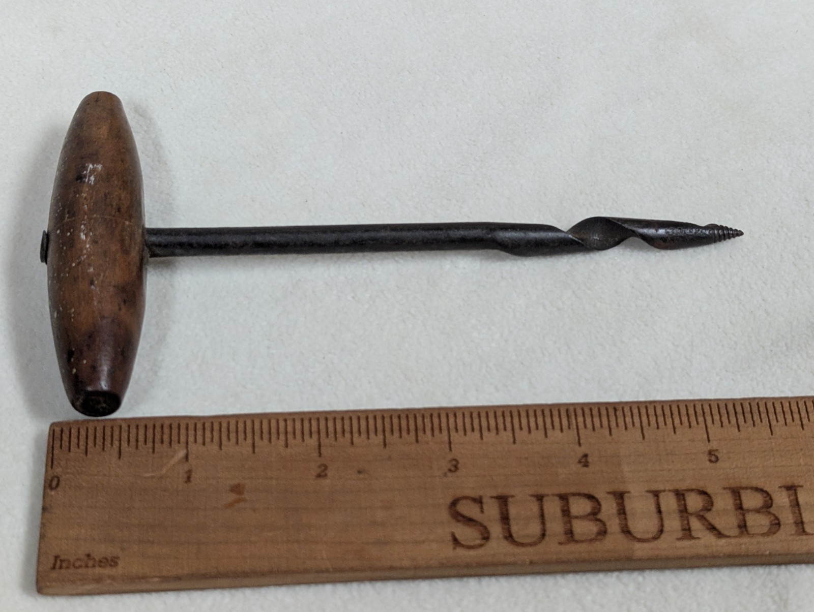 Antique Hand Gimlet Auger Drill Civil War Era Artillery Cannon Tool Metal Wood