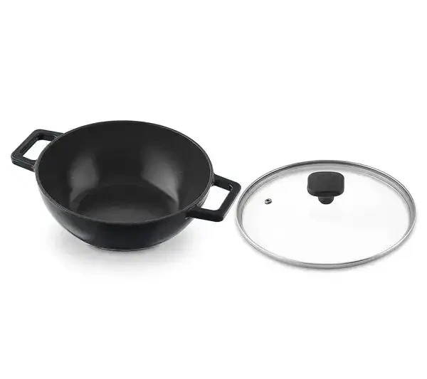 Zakarian by Dash Cast-Iron 9" Wok with glass lid - Hunter green