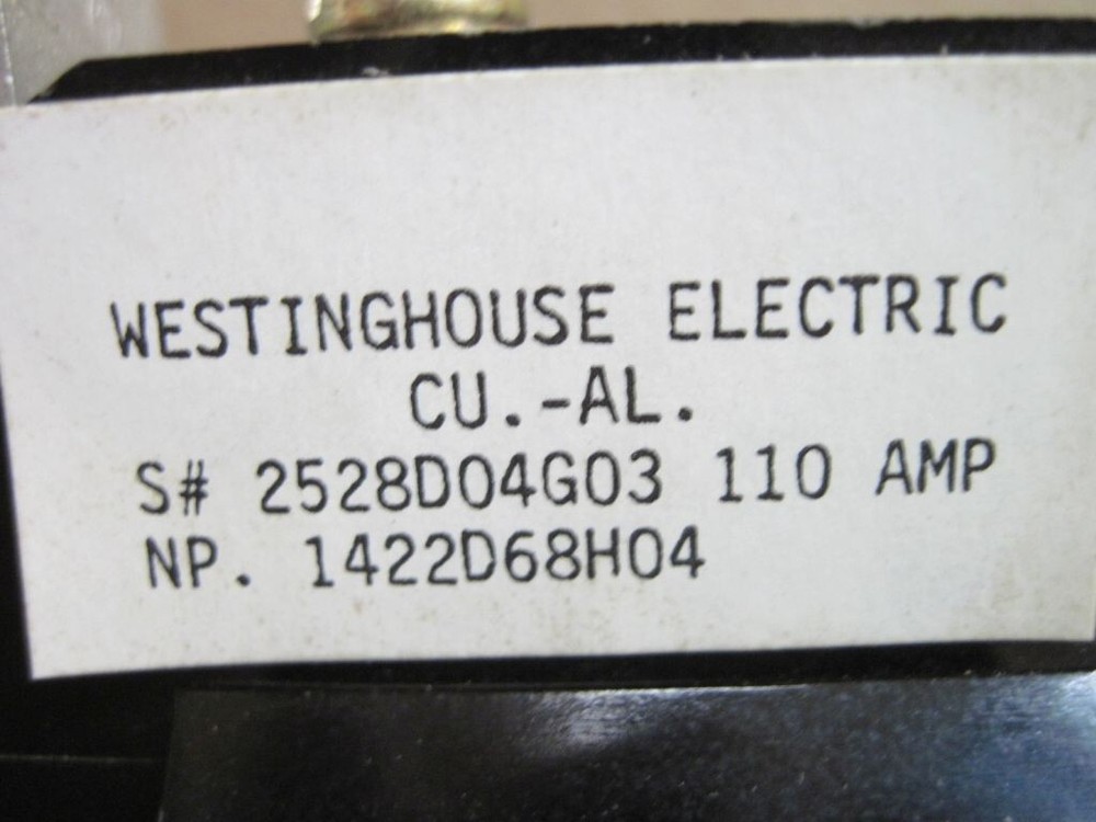 Westinghouse Bus Duct Neutral Stab Base 110A 300Vac