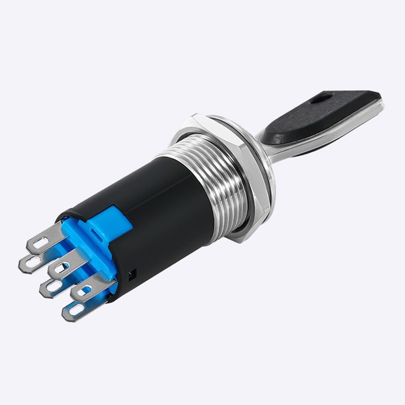 Latching 16mm Rotary Key Switch 2/3 Position Selector Security Lock ON/OFF 5A