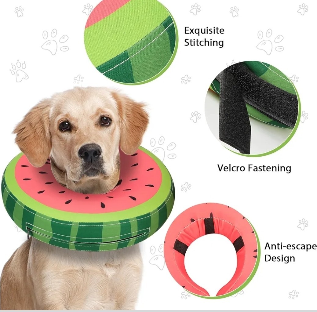 Soft Inflatable Dog Cone, Donut E-Collar Alternative for After Surgery size L