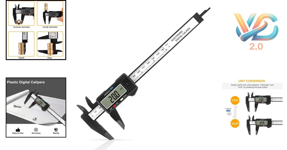 Digital Caliper 6 Inch Large LCD Screen Auto-Off Inch mm Conversion DIY Tool