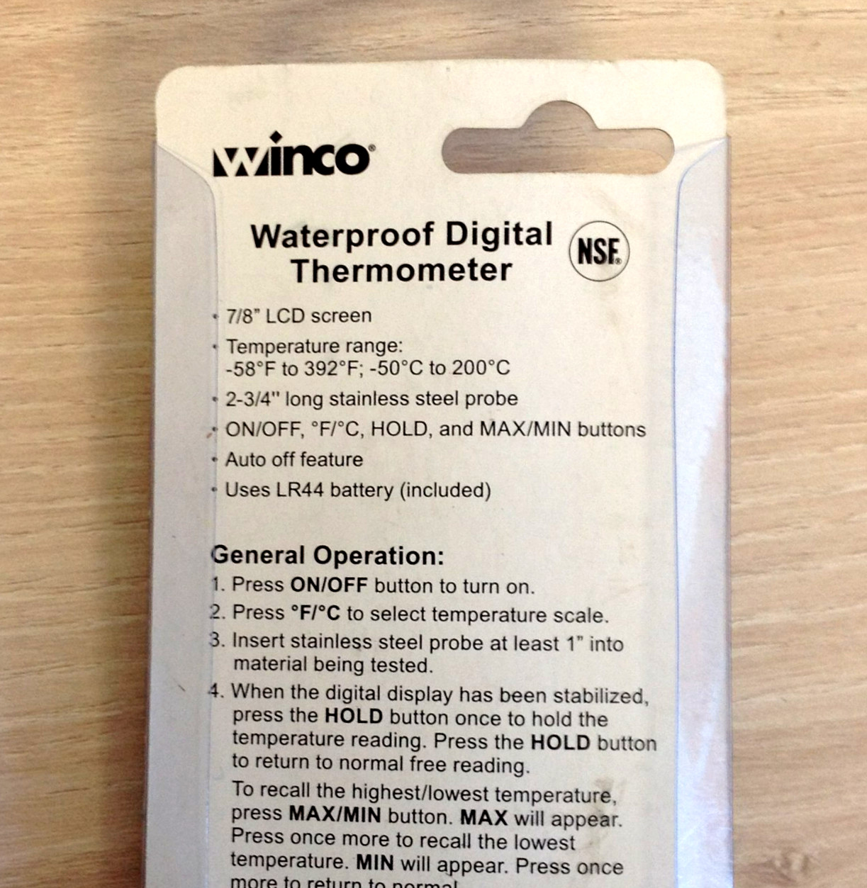 Winco TMT-WD1 Pen Style Digital Thermometer Waterproof Food Service 2.75" Probe