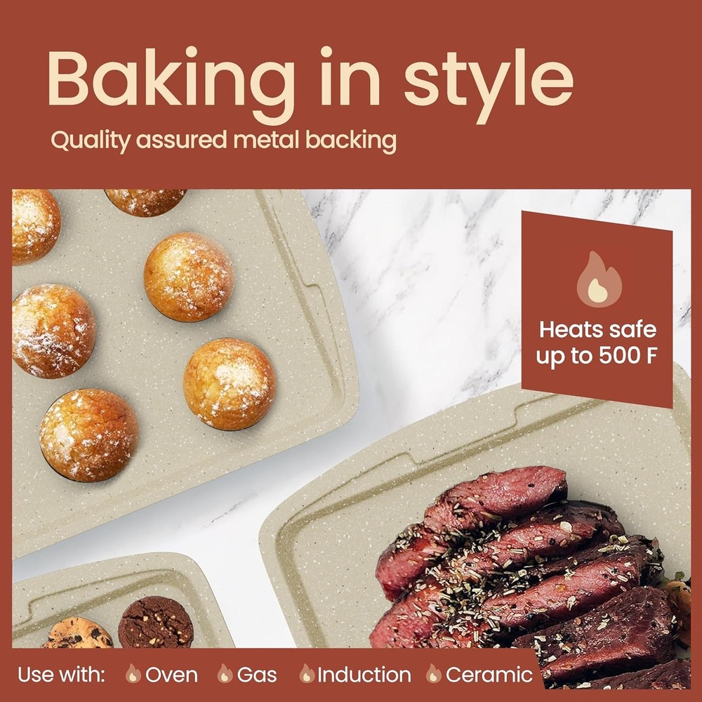 Bakeware Set – 6 Piece – Stackable, Deluxe, Non-Stick Baking Pans for Profession
