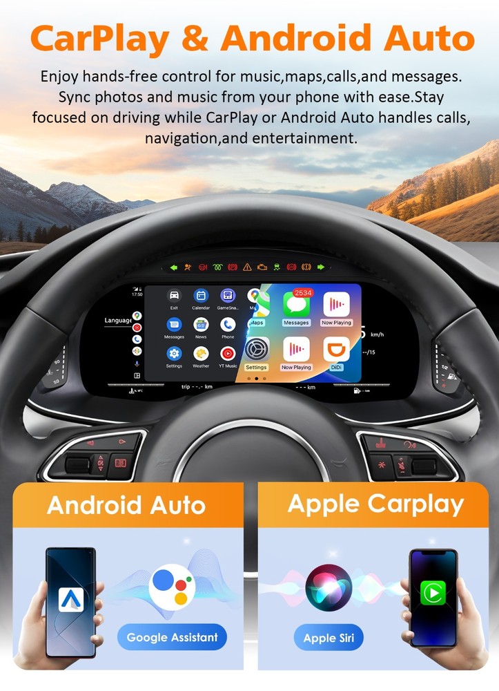 For AUDI A6 A7 2013-2018 CarPlay Linux Digital Instrument Cluster Speedometer