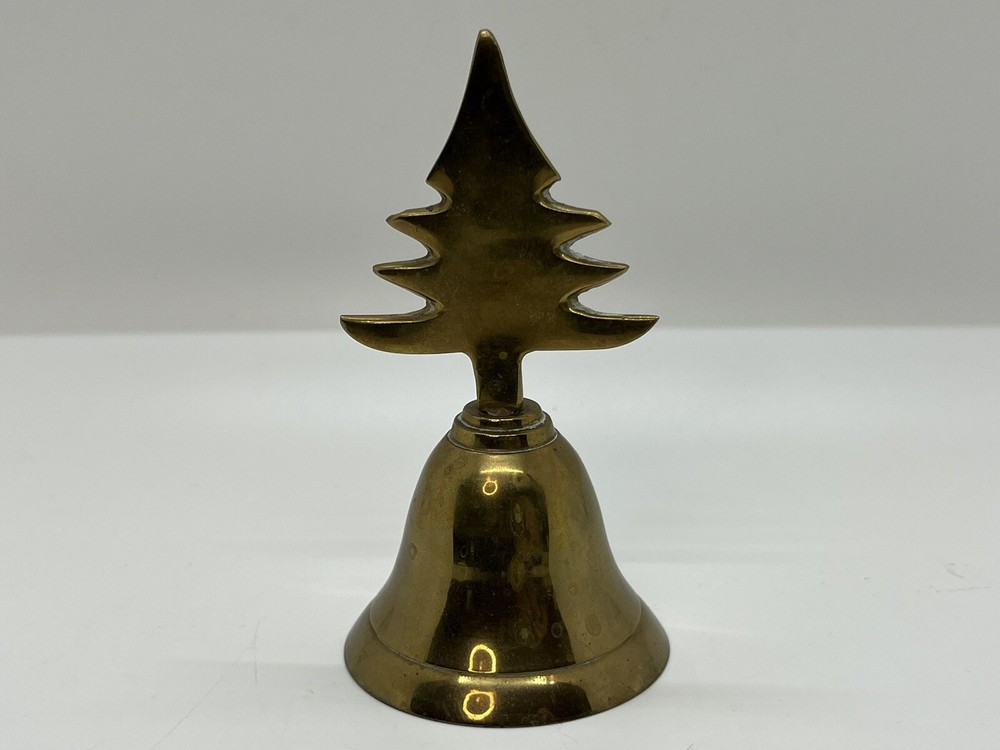 Vintage Solid Gold Brass Christmas Tree Bell 4 1/4”