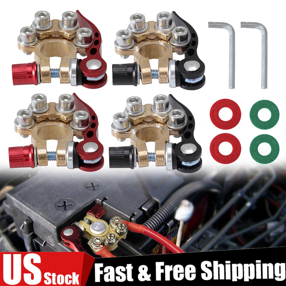 2Pair Car Battery Terminal Connectors Quick Release Disconnect Positive Negative