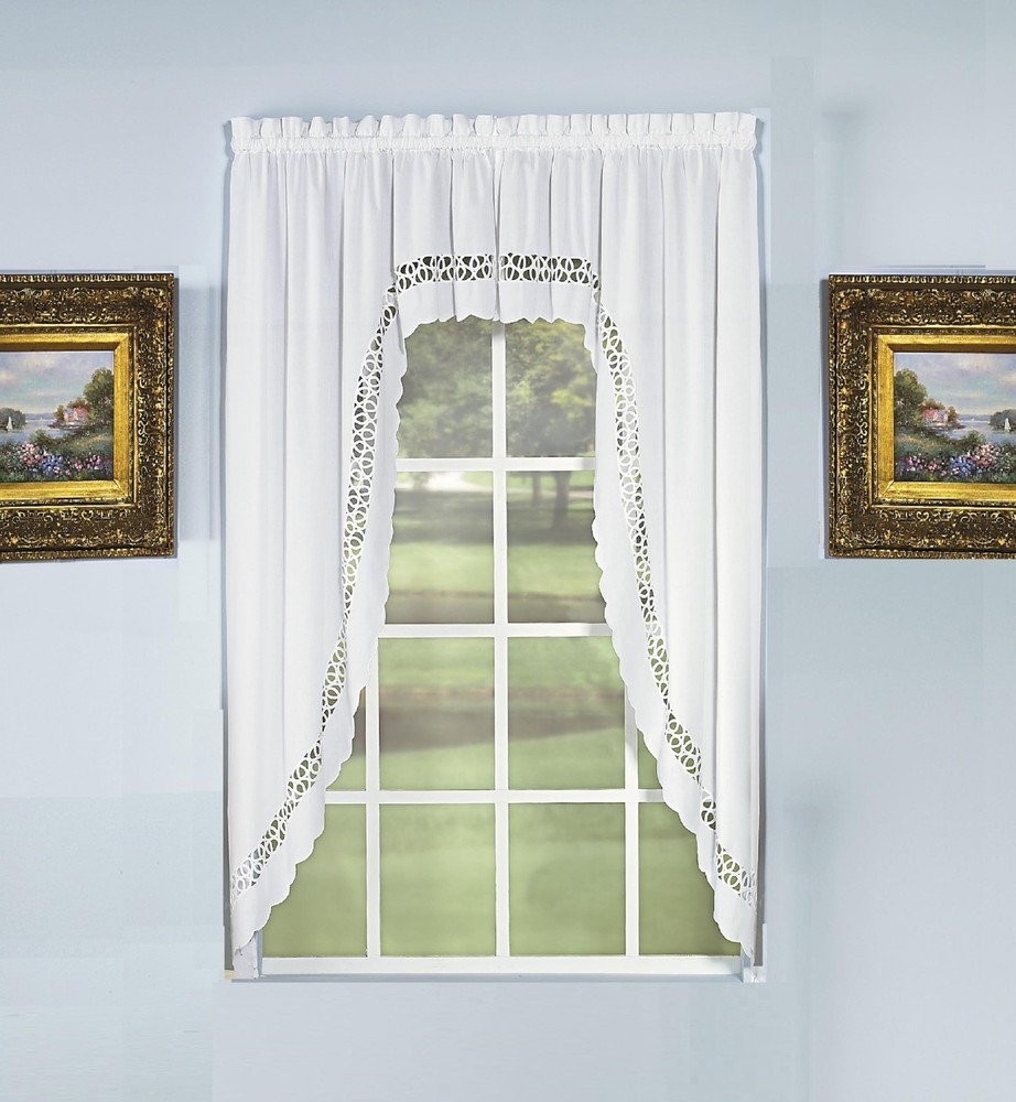Today's Curtain Hellina Tapework Window Swagger, 63-Inch, White - Hellina CA1...