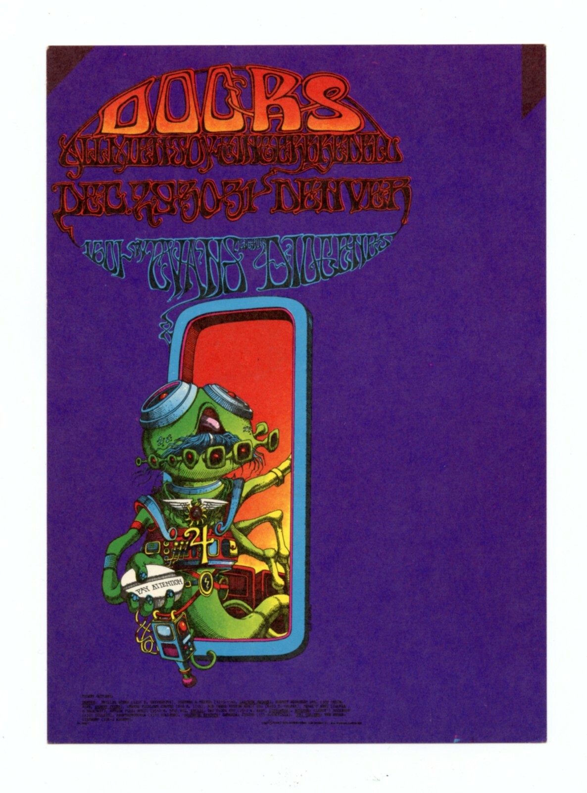 The Doors 1967 FDD18 Postcard Rick Griffin Denver