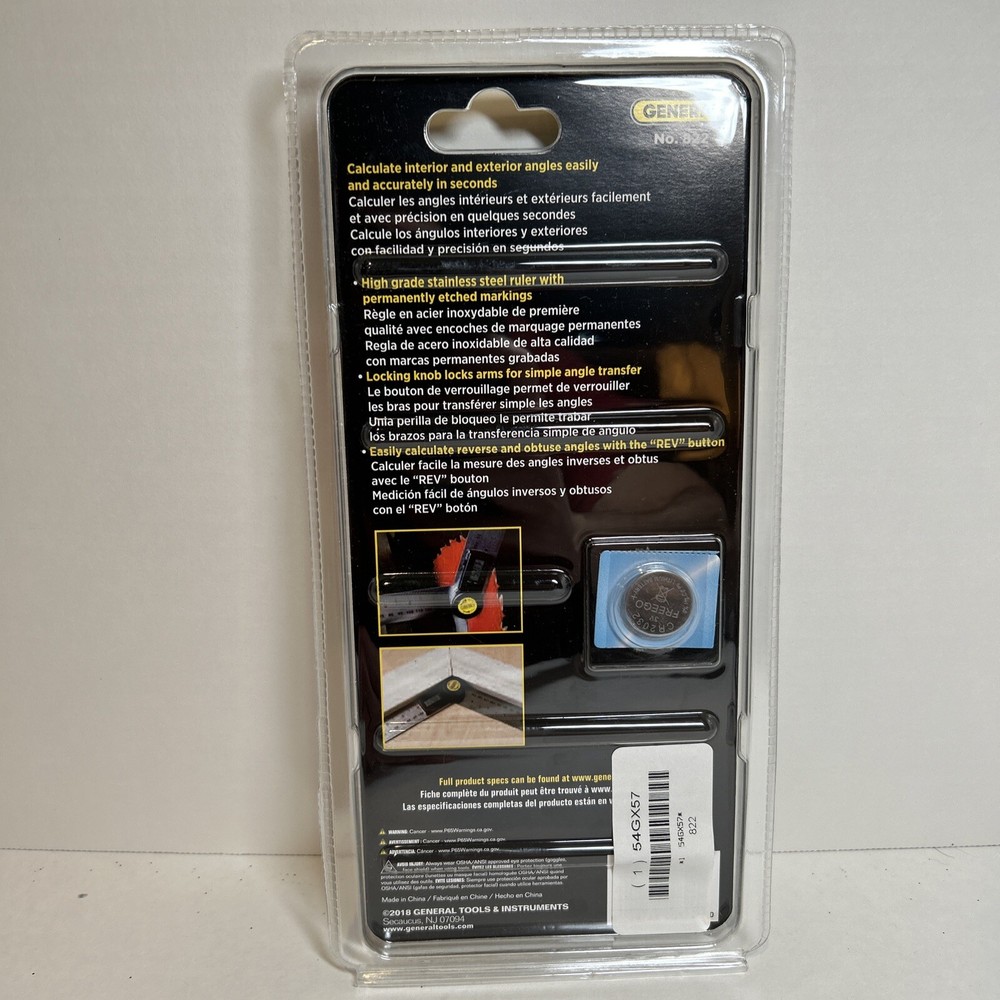 General Tools Pro Angle 2, Digital Angle Finder, 5" Size,