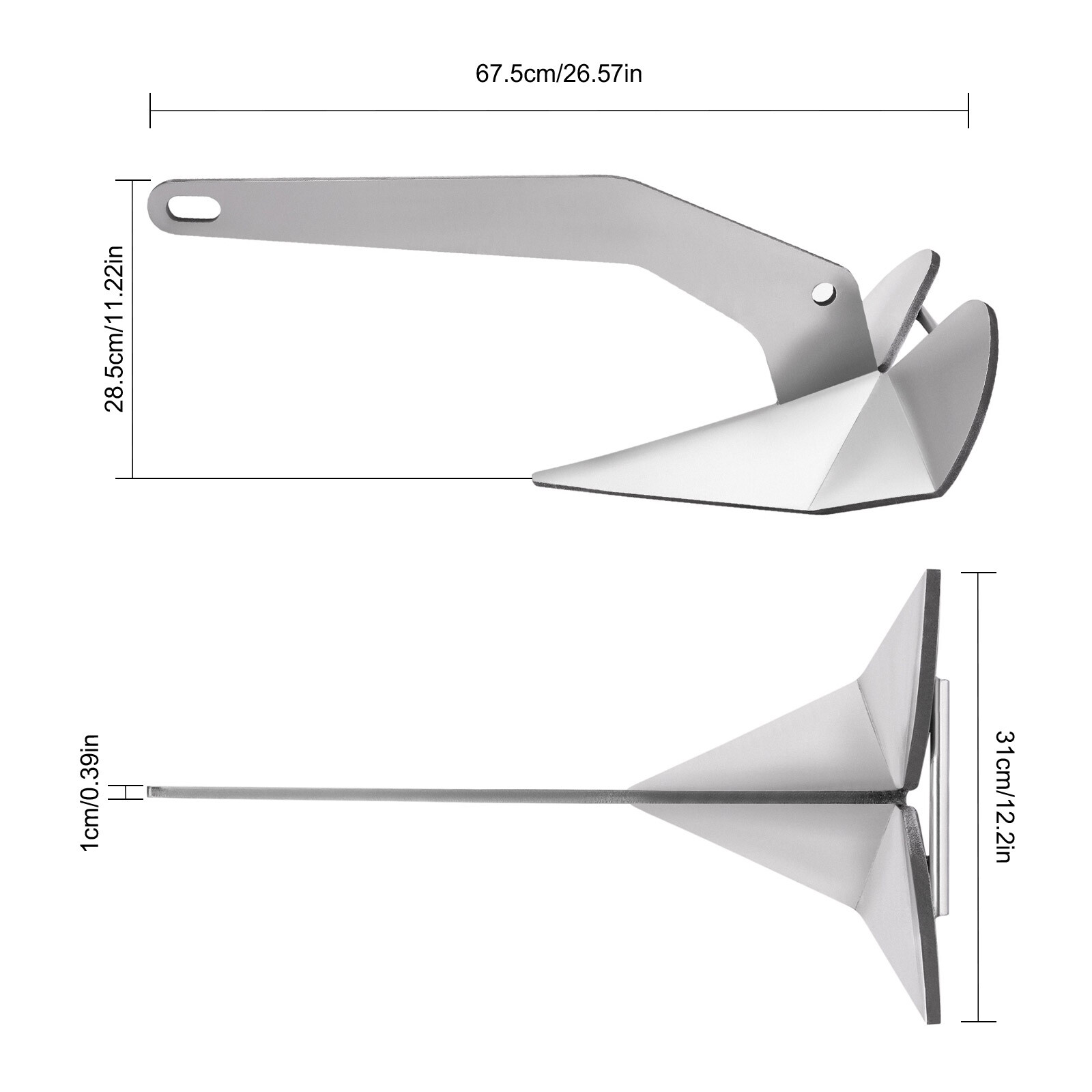 Delta Boat Anchor 22 lb 10 kg 316 Stainless Steel, Fixed Boats from 28-42ft*
