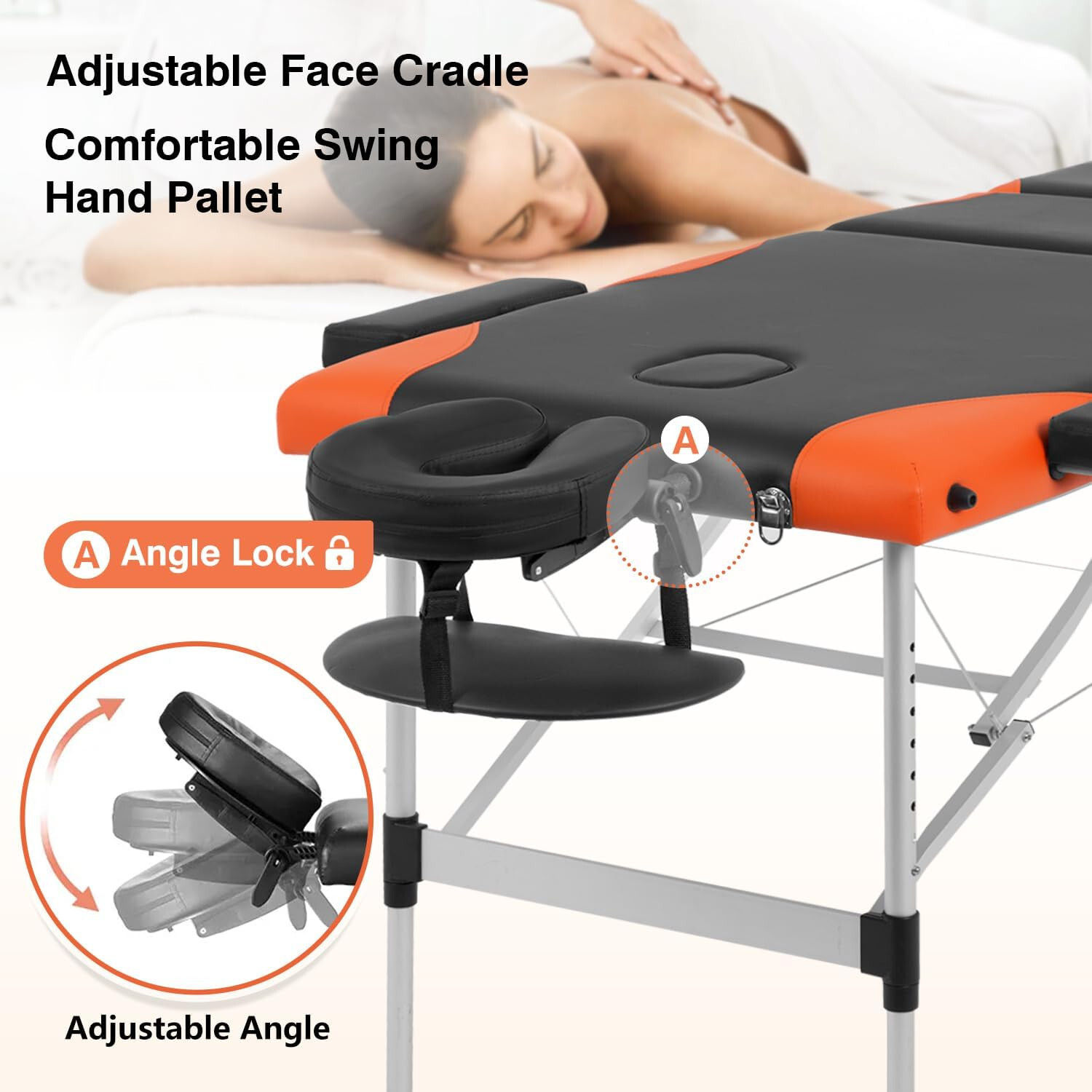 Massage Table Massage Bed 83 inch Spa Bed 3 Folding Portable Massage Table