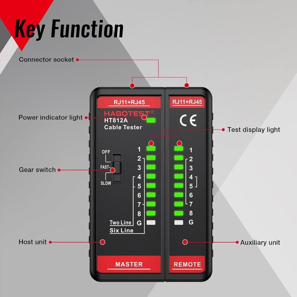 Durable Ethernet Cable Tester with LED Display for Quick Wiring Diagnostics