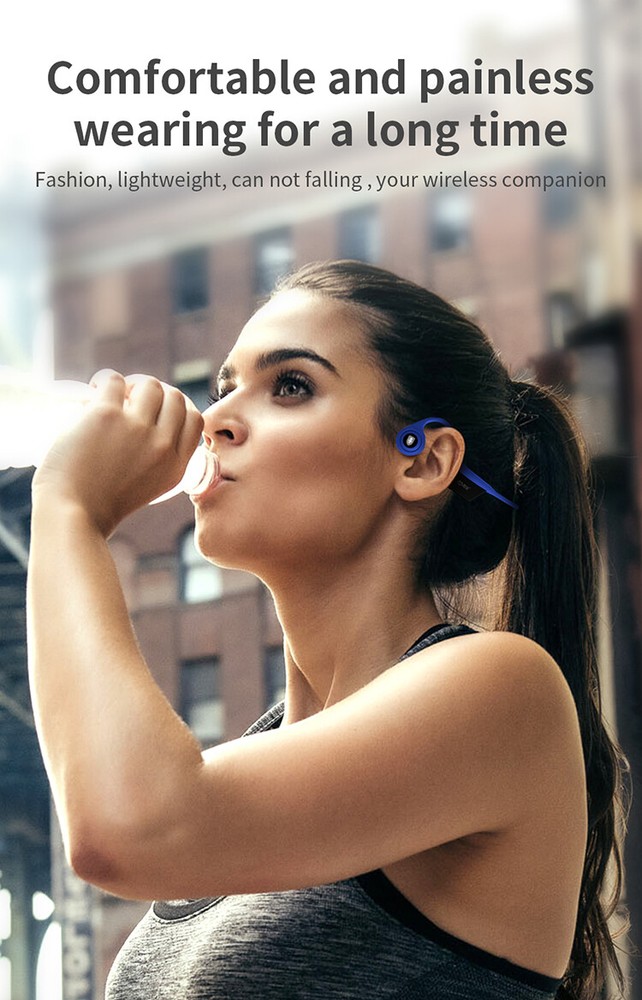 Open-Ear Design Bone Conduction Headphones without Bluetooth for Workouts(BLUE)