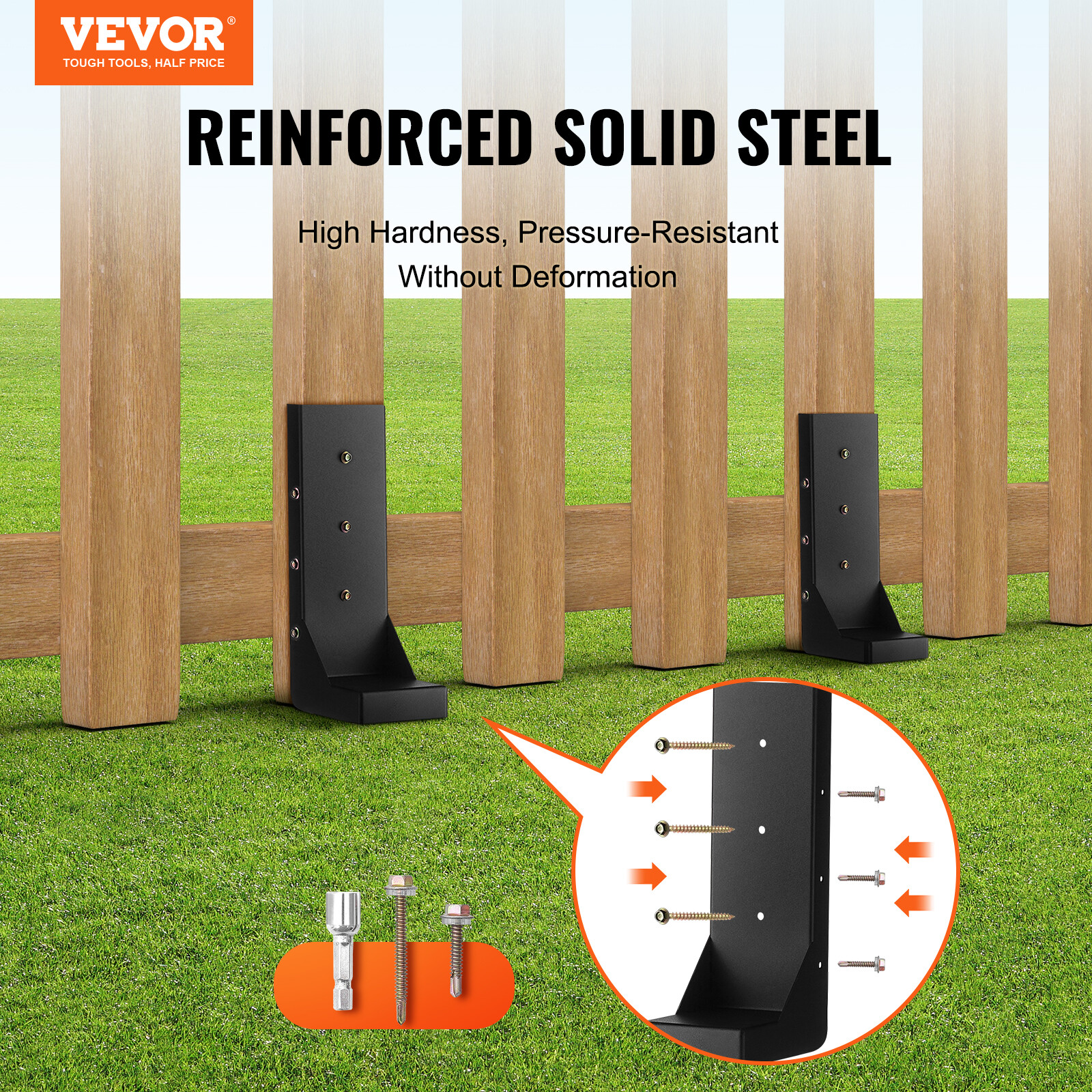 VEVOR 4-Pack Fence Post Anchor Repair Kit Inner 3.5 x3.5 Inches Support Stakes