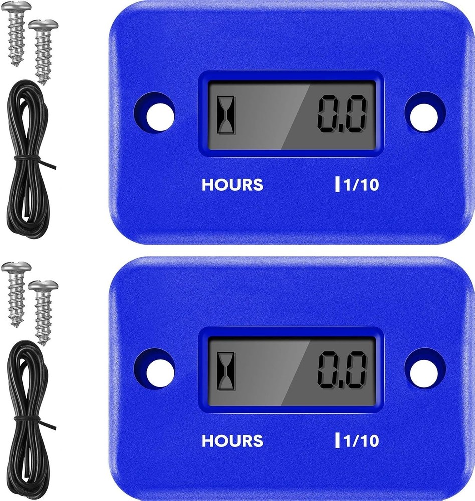 Inductive Hour Meter 2 Pack Waterproof Digital Engine Timer for Motorcycles