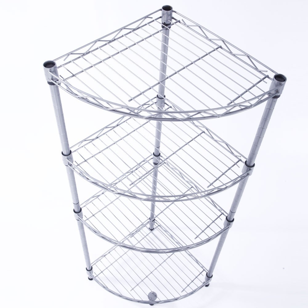 4 Tier Corner Shelf Rack Kitchen & Bathroom Storage Wire Organizer Space Saving