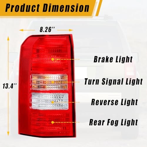 Left Side Tail Light Compatible With 2008-2017 Jeep Patriot Left Driver Side