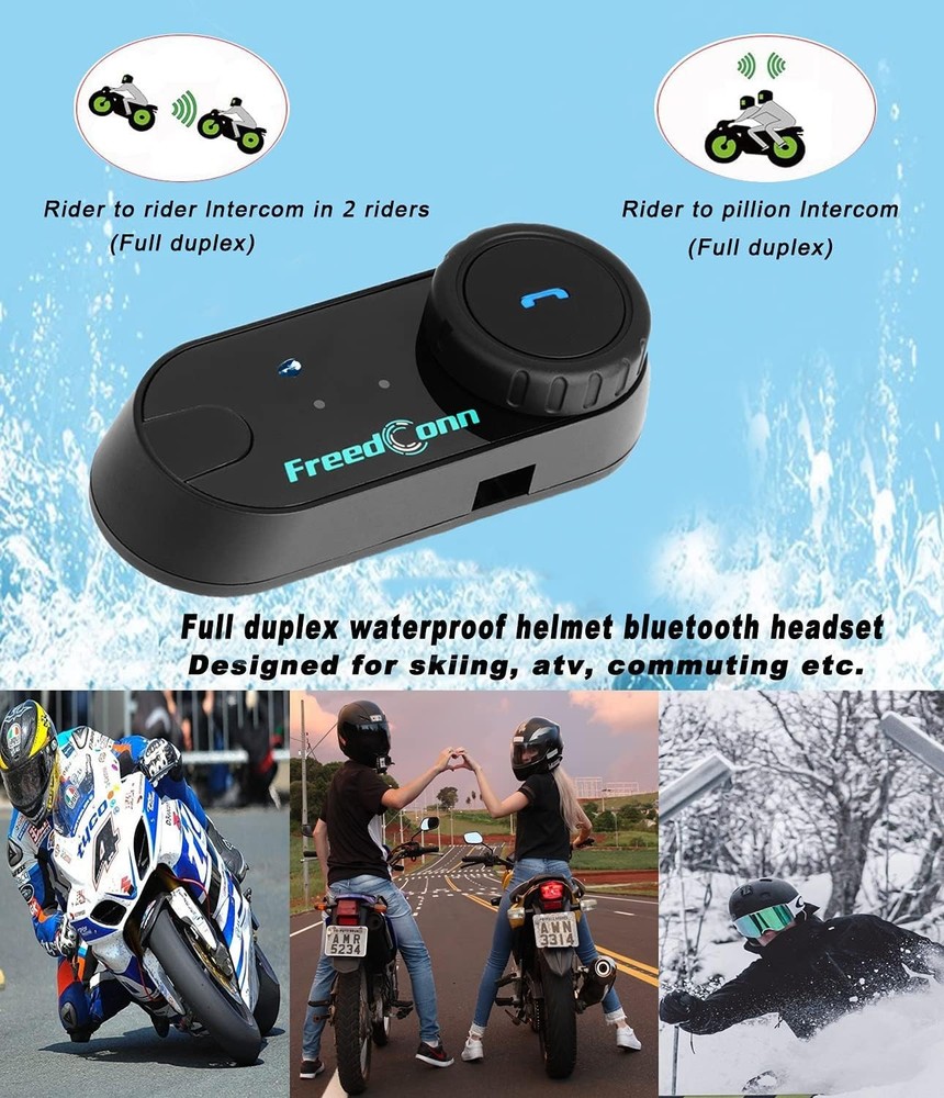 FreedConn Motorcycle Helmet Bluetooth Headset,TCOM VB with Single Pack, Black