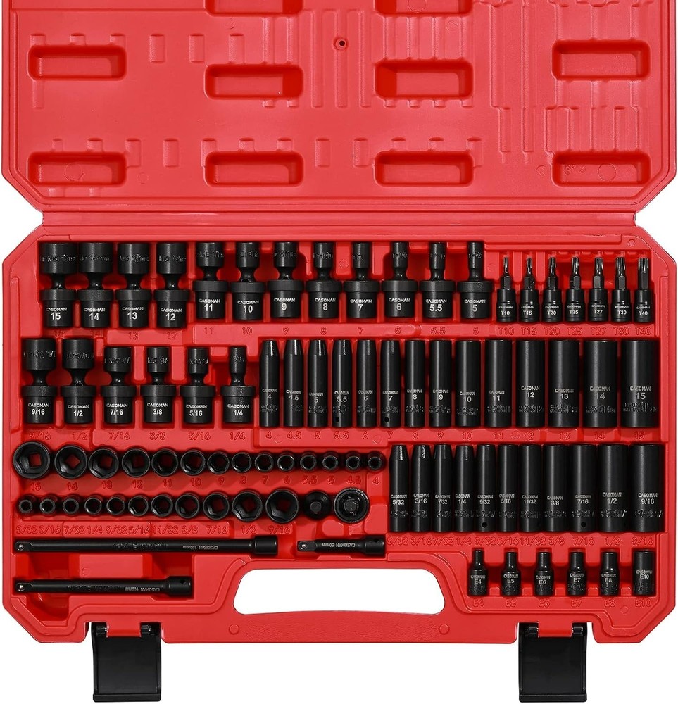 1/4 Inch Drive Master Impact Socket Set with Adapters, U-Joint, Extensions &...