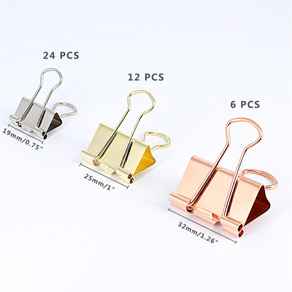 Office Binder Paper Clips Assorted Sizes Set (Small, Medium, Large) Multicolo...