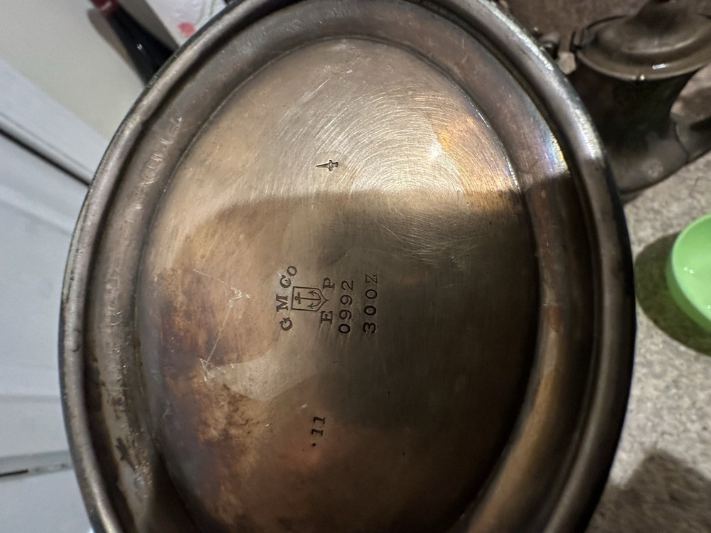 Vintage Antique Handcrafted, Silver Plated Pottery Set