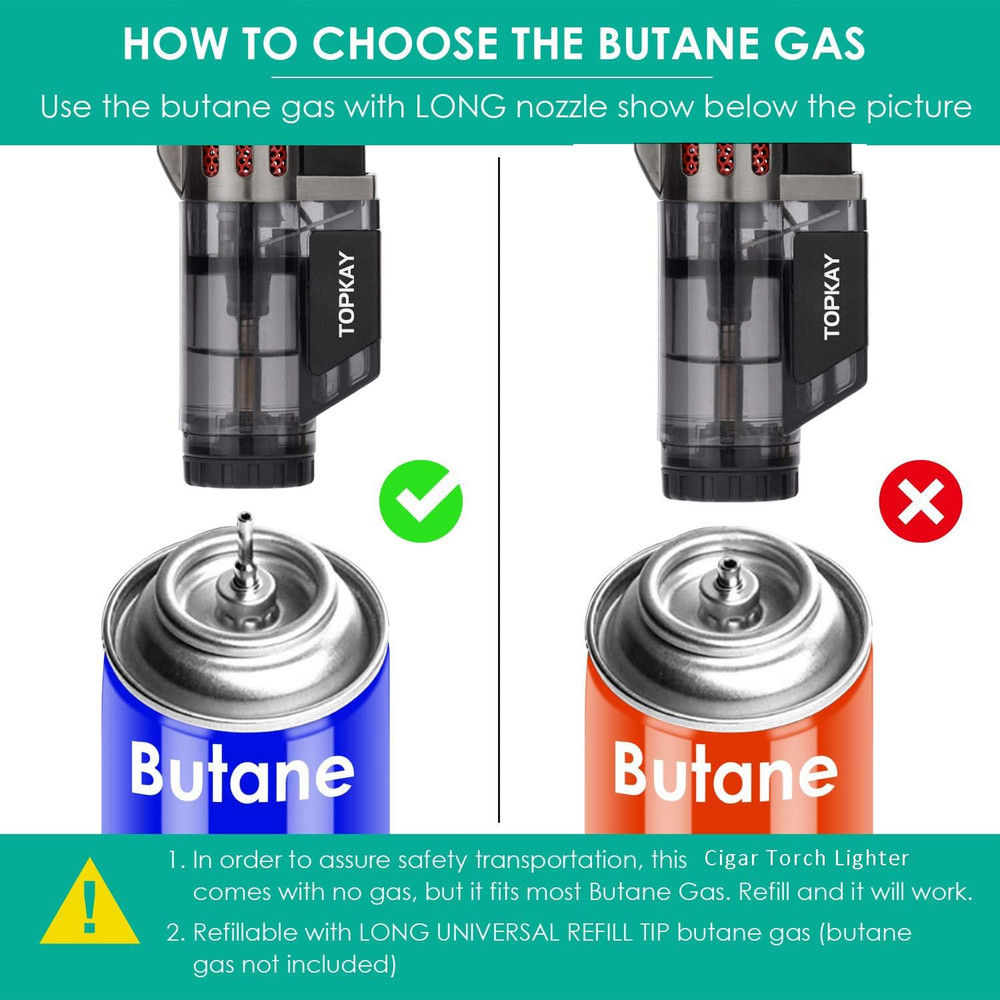 Cigar Lighter Triple Jet Flame Butane Torch Lighters Windproof Butane Refillable