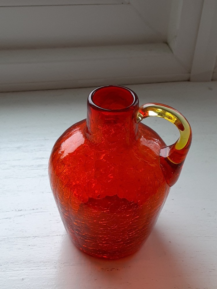 Vintage Crackle Glass Pitcher