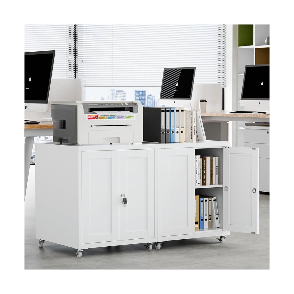 Large Printer Stand with Storage and Lock, 3D Heavy-Duty Printer Cabinet, Pri...