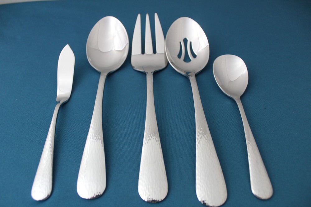Reed & Barton RIVER Serving (5pc Set) Tablespoon Fork Pierced 18/10 China
